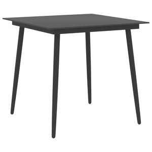 Table de jardin en acier thermolaqué noir avec plateau en verre 31,5 x 31,5 x 29,1 pouces, mobilier d'extérieur - Product Image 1