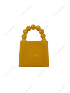 Indian Handcrafted Yellow Resin Clutch Bag With Beaded Handle Luxury Evening Party Women Statement Handbag - Product Image 5