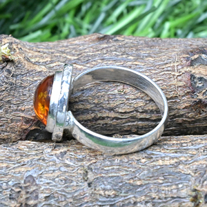 Anvika Gems and Jewels Handmade <b>Silver</b> Plated Baltic Amber Bezel Set Vintage Women's <b>Statement</b> <b>Ring</b> - Product Image 4
