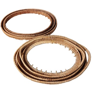 Beau plateau de service abordable en rotin fait à la main avec incrustation de nacre Design rond unique pour le style de table de maison de luxe - Product Image 2