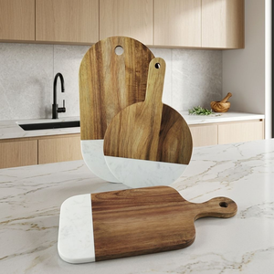 Planche à découper en bois double face de forme irrégulière, motif marbre blanc, épaisseur 1,2 cm, pour trancher le fromage et le beurre, fabriquée à Yangjiang - Product Image 1