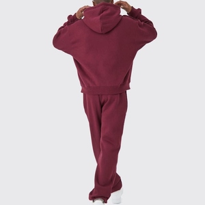 High Quality Hooded Winter Men's Tracksuits Custom Logo 100% Cotton Fitness Jogger Set - Product Image 1