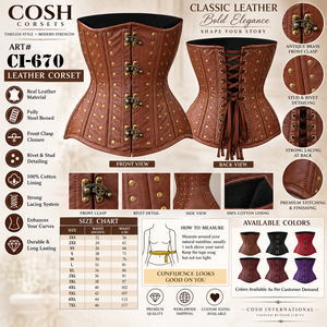คอร์เซ็ทหนังสีน้ำตาลแบบรัดใต้อกสไตล์เรเนซองส์สตีมพังก์ - Product Image 5