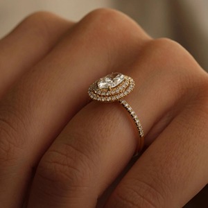 2.20CT Oval Cut Lab-Grown Diamond Ring Handmade 14K Solid Yellow Gold Wedding Ring Half Eternity Paves Band Anniversary Gifts - Product Image 5