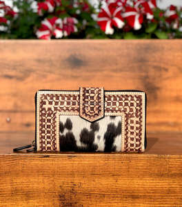 Nouveau Western élégant cuir de vachette usiné fourrure cuir bracelets embrayages femmes conçu sac à main vente chaude en cuir usiné portefeuilles uniques - Product Image 3