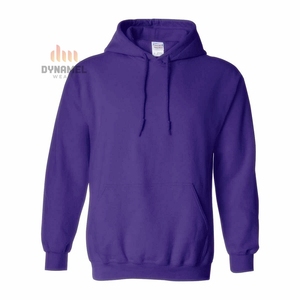 Sweat-shirt à capuche violet pour homme, couleur unie, en molleton de coton, décontracté, avec poche, personnalisable, 100 % coton épais - Product Image 1