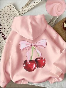 COZYEASE Sudadera con capucha y estampado de letras para niñas, sudadera con capucha de manga larga - Product Image 2