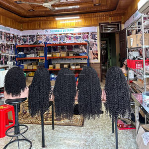 Perruques en cheveux humains de qualité supérieure, perruques sans colle en cheveux vierges vietnamiens, perruques frontales bouclées, perruques avec fermeture en dentelle personnalisée - Product Image 2