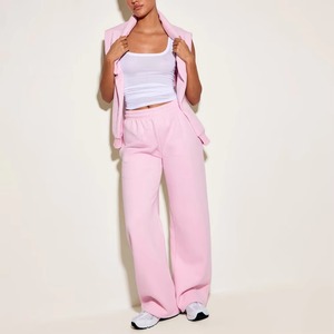 Pantalones Deportivos Casuales de Felpa para Mujer, Corte Ajustado, Frente Plano, 100% Algodón, Transpirables, Ecológicos, de Secado Rápido - Product Image 1