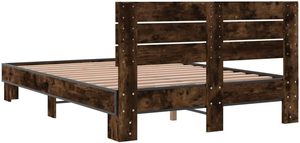 Cama con plataforma de tamaño completo de madera maciza marrón Mocha con diseño de cabecero tradicional de perfil bajo - Product Image 5