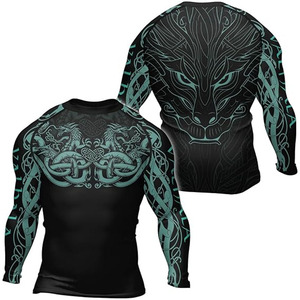 Factory Wholesale <b>Compression</b> Rash Guard Custom Digital Print Activewear Spandex/Polyester Light Weight Breathable for - Product Image 3