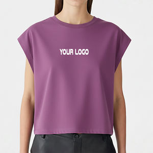 T-shirt pour femme en coton 100% personnalisé OEM/ODM, couleurs personnalisées, appliques, logo imprimé sur mesure, léger, décontracté, été - Product Image 4