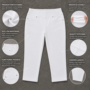 Women's UV Protection Golf Capris Elastic Waist Lightweight Quick Dry Performance Crop Pants Slim Fit 4-Way Stretch - Product Image 4