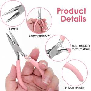 Stainless Steel <b>Needle</b> <b>Nose</b> <b>Pliers</b> with Teeth 4.5 Inch Comfort Grip Handle for Jewelry Making & Wire Bending Jewelry Plating DIY - Product Image 2