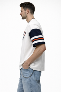 เสื้อยืดพิมพ์ลายผู้ชายลำลองทรงโอเวอร์ไซส์ผ้าฝ้ายผสมครึ่งแขนสไตล์สตรีทแวร์สไตล์วิทยาลัยคอกลมแฟชั่นอินเทรนด์ในเมือง - Product Image 3