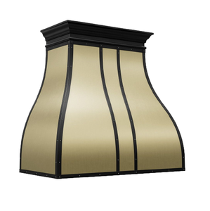 Hotte murale artisanale pour foyer avec finition laiton de qualité supérieure et bordure noire, design élégant, pour cheminée - Product Image 1