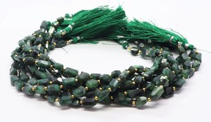 Perles d'émeraude naturelle facettées en forme de pépite, 6-8 mm, émeraude naturelle de forme irrégulière, perles de pierres précieuses, 10 pouces, pour la création de bijoux - Product Image 6