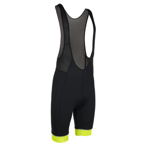 Cuissard de cyclisme pour homme noir avec bordure jaune fluo, dos en maille respirante, coupe ajustée et soutien dorsal - Product Image 5