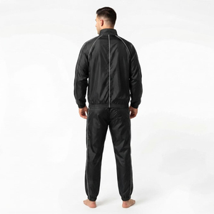 Ensemble de survêtement coupe-vent en nylon pour homme, veste et pantalon légers à col montant et fermeture éclair intégrale, tenue décontractée pour l'extérieur - Product Image 2