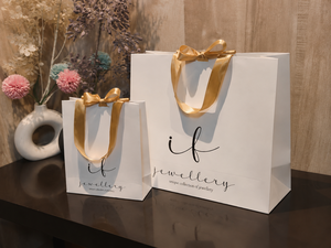 Wholesale Luxury Jewelry Paper Shopping <b>Bags</b> with Gold Satin Ribbon Handles Custom Logo <b>Gift</b> Packaging <b>Bags</b> - Product Image 1