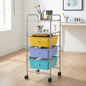 Taiwan Furniture Manufacturer 3 pp Drawers Mobility Storage Cart with 2 Metal Shelves - Product Image 2