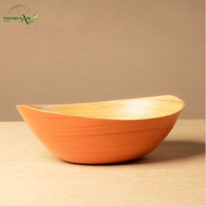 Bol en bambou jetable minimaliste et écologique, pressé naturellement, avec revêtement de couleur personnalisé pour le service alimentaire - Product Image 2
