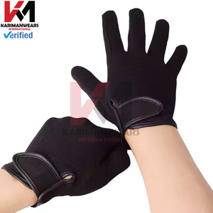 Gants d'équitation en cuir véritable de luxe avec fermeture élastique au poignet - Product Image 4