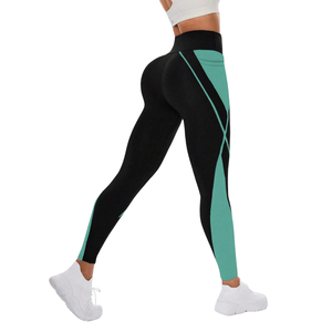Womens High Waist Color Block Yoga <b>Leggings</b> with Side Pocket Stretch Fitness Running Gym Ankle Length Workout Pants - Product Image 2