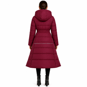 Vente en gros de manteaux longs à capuche pour femmes, doudounes épaisses isolées, exportation d'usine pour l'hiver - Product Image 2