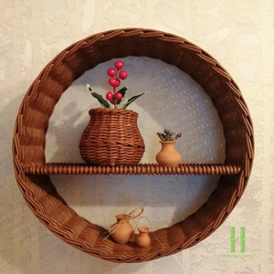 Eco-Friendly Bohemian Rattan <b>Wall</b> Shelf Handmade Natural Wicker <b>Hanging</b> Storage Rack Nursery <b>Decor</b> Kids Room Organizer Wedding - Product Image 3