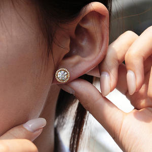 925 Silver Moissanite <b>Stud</b> <b>Earrings</b> VVS D Color Round Screw Back Micro Insert Jewelry for Gift Wedding - Product Image 2