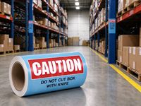 Vorsicht: Schneiden Sie die Box nicht mit einem Messer ab! Warnetikettenrolle, selbstklebende rechteckige Versandetiketten aus Papier, Direktlieferung ab Werk