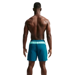 Short de bain pour homme, bleu vert moyen uni, séchage rapide, respirant, écologique, avec cordon élastique, pour la plage, la course à pied, le sport, décontracté, été - Product Image 2