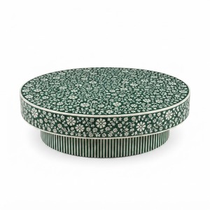 Mesa de Centro Redonda de Lujo con Incrustaciones de Hueso, Diseño Floral Rojo Hecho a Mano, Artesanía India Premium, Muebles para Sala de Estar - Product Image 5