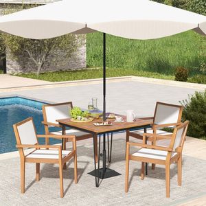 Set di 2 Sedie da Pranzo Impilabili per Esterni con Telaio in Legno di Acacia per Giardino - Product Image 4