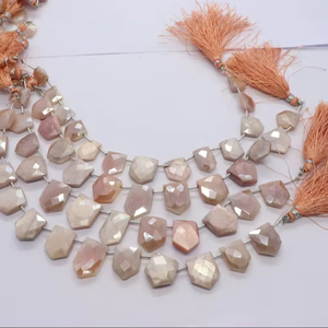 AAA Moonstone Coated Faceted Hut Shape Beads 12x14-14x18 MM Moonstone Hut Gemstone Beads 8 Inch Coated Moonstone Fancy Shape - Product Image 1