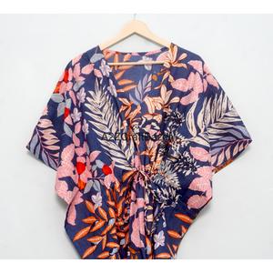 Maxi Kaftán Estampado de Algodón 100% Indio, Vestido Casual de Verano para Mujer, Estampado Étnico, Ecológico - Product Image 6