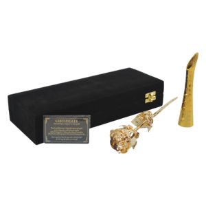 Wholesale Gold-<b>Dipped</b> Rose Real Flower With <b>Stand</b> Elegant Decorative Case for Graduation Propose for Valentine's Day - Product Image 1