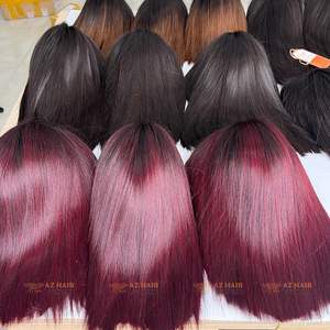 Perruque Bob couleur bordeaux vin prêt à expédier 100% vrais cheveux humains crus vietnamiens pleine épaisseur extensions de cheveux faisceaux - Product Image 3