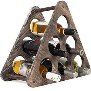 Handmade Acacia Wood Wine Rack Desktop 4 Bottle Holder Stackable Wine Storage <b>Shelf</b> <b>Rustic</b> Display Stand for Home Kitchen Decor - Product Image 4