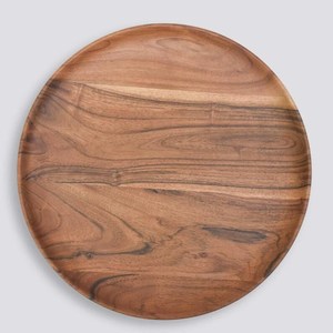 Assiette de service ronde en bois poli fait main, style Wabi Sabi, en bois massif, écologique, pour la décoration de table, objet décoratif, en stock - Product Image 5