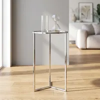 Table d'appoint en acier avec plateau en verre, table d'appoint moderne en métal pour salon, chambre, hôtel, décoration intérieure