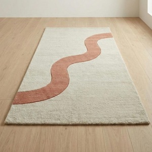 Alfombra Moderna Abstracta de Líneas Onduladas, Hecha a Mano con Lana, Antideslizante, Suave y Minimalista para Sala de Estar, Dormitorio y Decoración del Hogar - Product Image 1