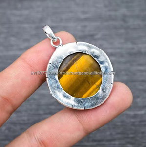 Colgante de piedras preciosas de ojo de Tigre, collares hechos a mano de Plata de Ley 925, colgante de piedras preciosas, joyería audaz y hermosa, regalos para mujeres - Product Image 5