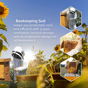 Combinaison d'apiculture blanche personnalisée, ventilée, intégrale, en coton et maille, avec voile amovible, vêtement de travail pour apiculteur OEM - Product Image 4
