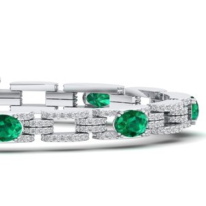 REYES Personalized Sterling <b>Silver</b> 925 Moissanite Tennis <b>Bracelets</b> For Women 14K <b>Solid</b> White Gold Emerald Gemstone Jewelry - Product Image 2