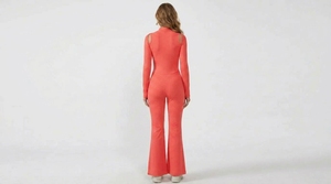 Combinaison pour femme à manches longues et jambes évasées, tenue extensible une pièce, vêtement décontracté et tendance, vêtements personnalisés - Product Image 6