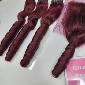<b>Burgundy</b> Spring Curly High Quality Vietnamese Human Hair Extension High Quality SDD Wholesale Price Factory Supply SMA - Product Image 3