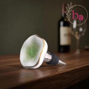 Glass Bottle Stopper With Green Art Design For <b>Wine</b> Sealing - Product Image 3