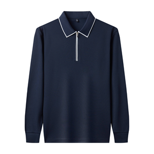 Polo de Manga Larga de Poliéster Tejido de Alta Calidad, Color Sólido Oscuro, Tallas S-6XL para Hombres Maduros - Product Image 6